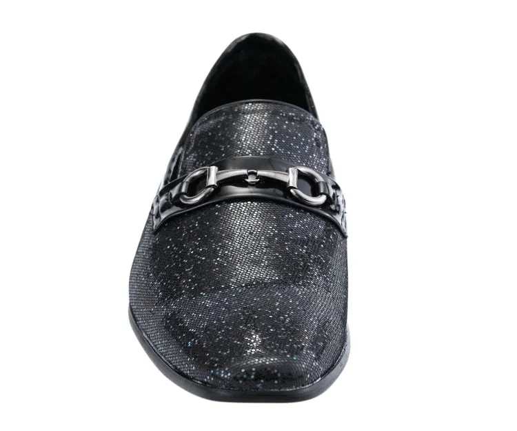 Amali Luxe Black Glitter Loafers Men's Glitter Upper