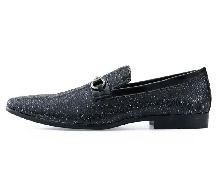 Amali Luxe Black Glitter Loafers Men's Glitter Upper