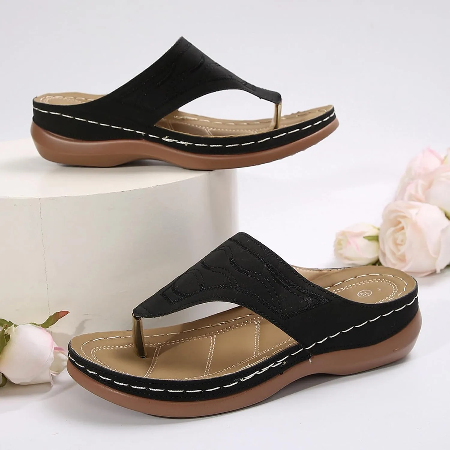 Arch Support Sandals For Women 2025 Summer Fashion Dressy Platform Sandals Breathable Slip On Flip Flops Thong Sandals