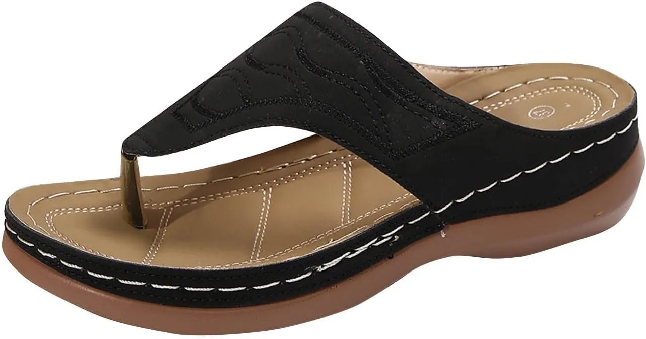 Arch Support Sandals For Women 2025 Summer Fashion Dressy Platform Sandals Breathable Slip On Flip Flops Thong Sandals
