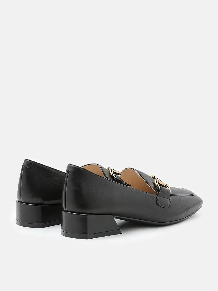 Arwen Classic Metal Buckle Leather Loafers