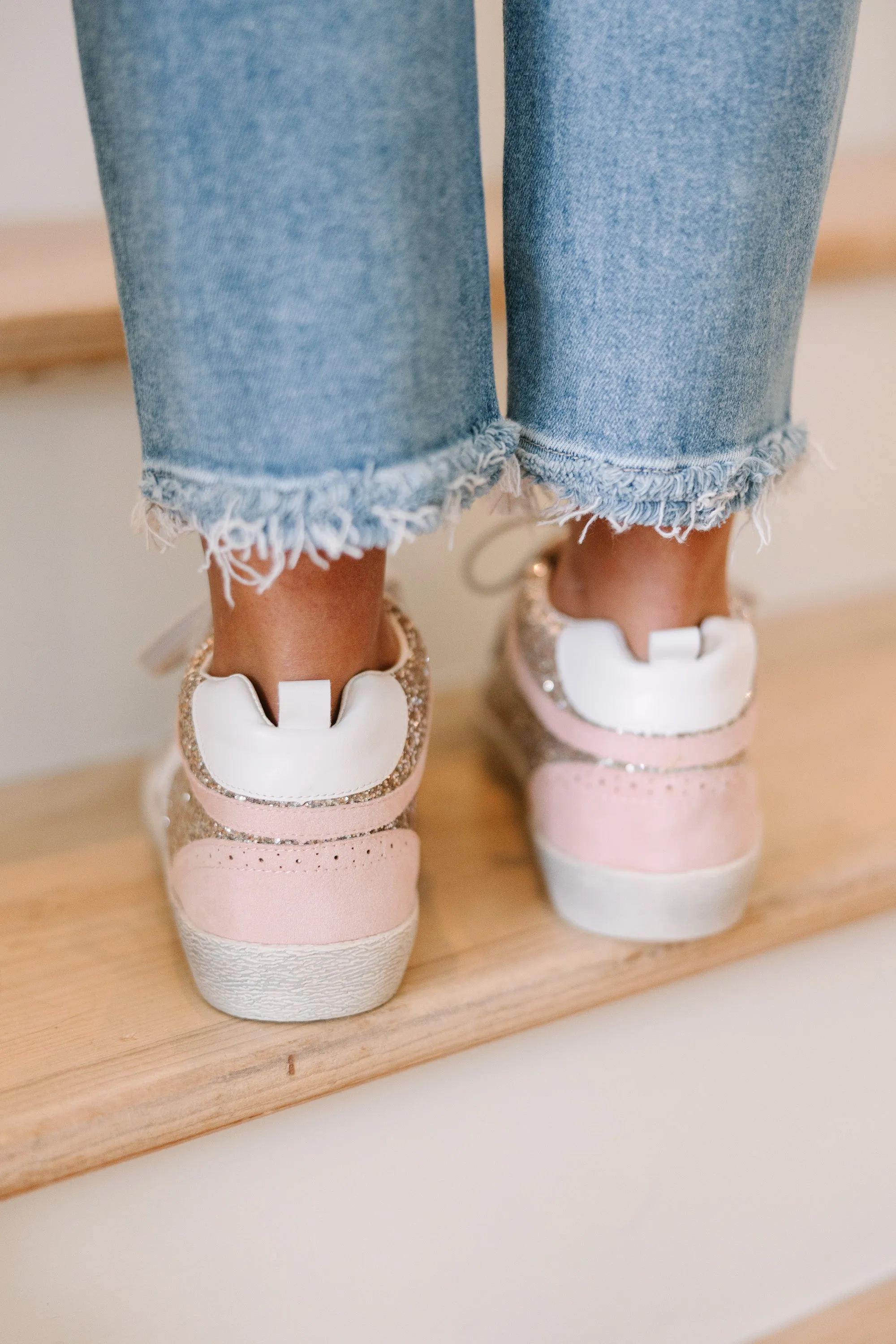 Be Your Best Light Gold Glittery Sneakers
