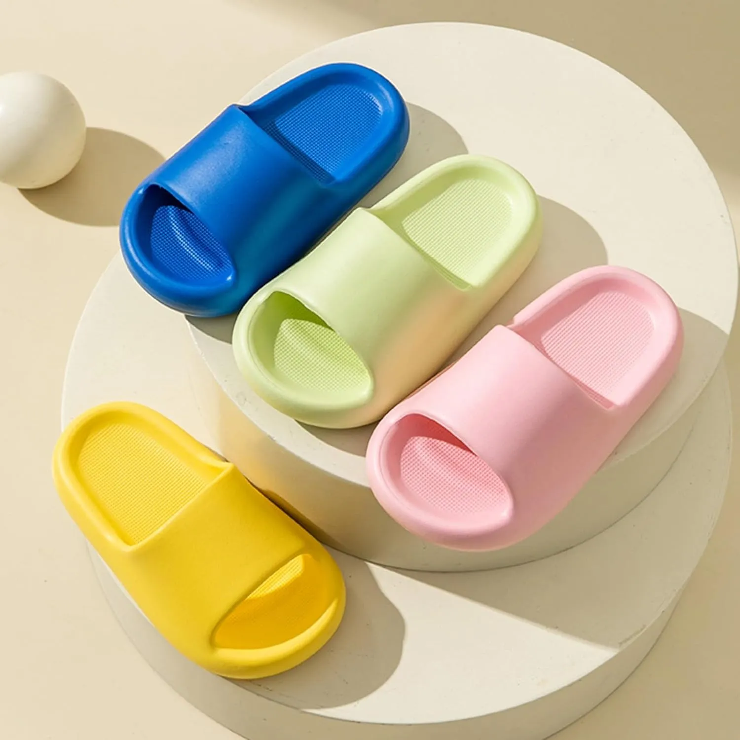 Beach Slippers for Kids Comfortable Soft Soled Home Slippers Soft Soled Cloud Slides Open Toe Shower Slides