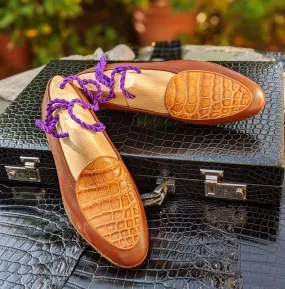 Belgian Loafer - Brown Deer & Tan Crocodile