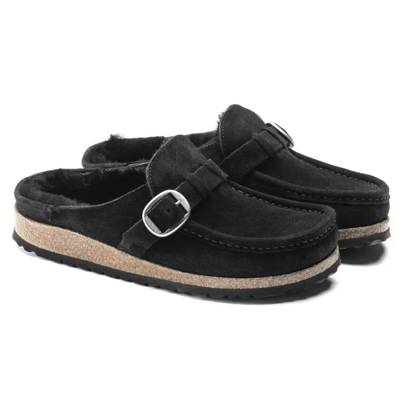 Birkenstock Women's Buckley Shearling - Black Suede