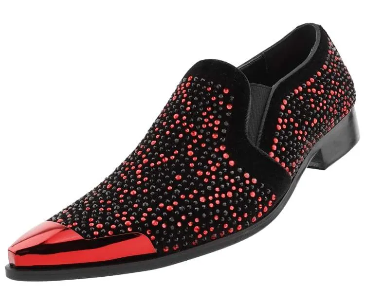 Bolano Desta Men's Rhinestone Loafer Black/Red