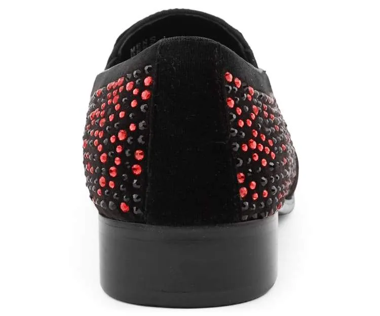 Bolano Desta Men's Rhinestone Loafer Black/Red