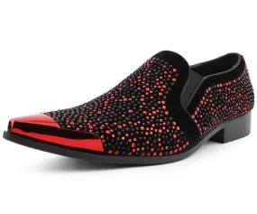 Bolano Desta Men's Rhinestone Loafer Black/Red