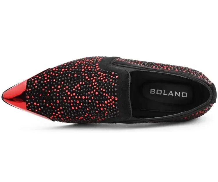 Bolano Desta Men's Rhinestone Loafer Black/Red