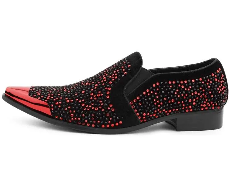 Bolano Desta Men's Rhinestone Loafer Black/Red