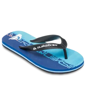 Boys Molokai Art 25 Flip Flops in Nebulas Blue Wordblock