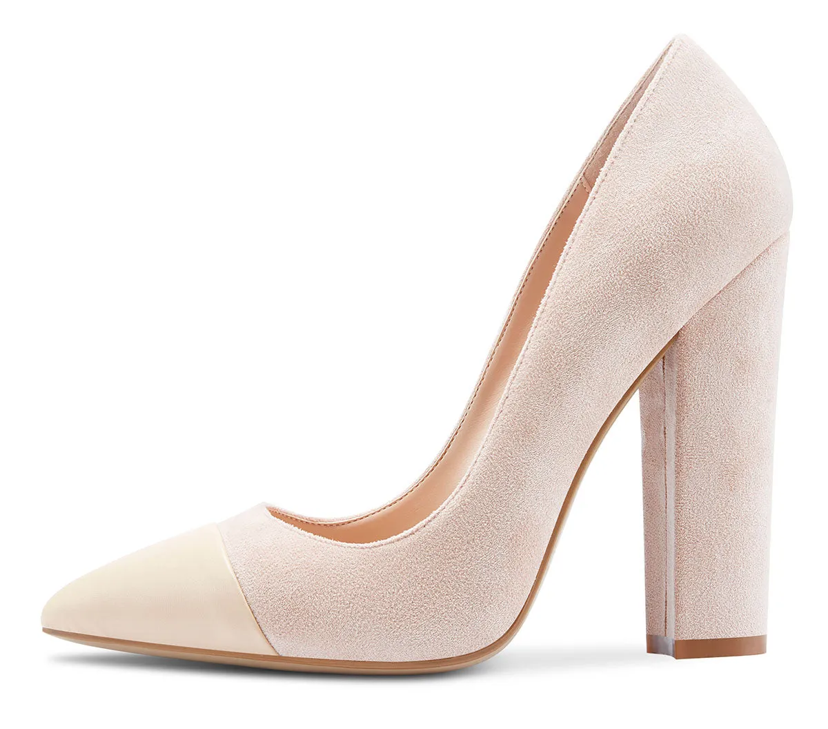 CASTAMERE Womens Sky High Block Heels Pumps Pointed Toe Slip-on 4.7 Inch Heels Suede Shoes