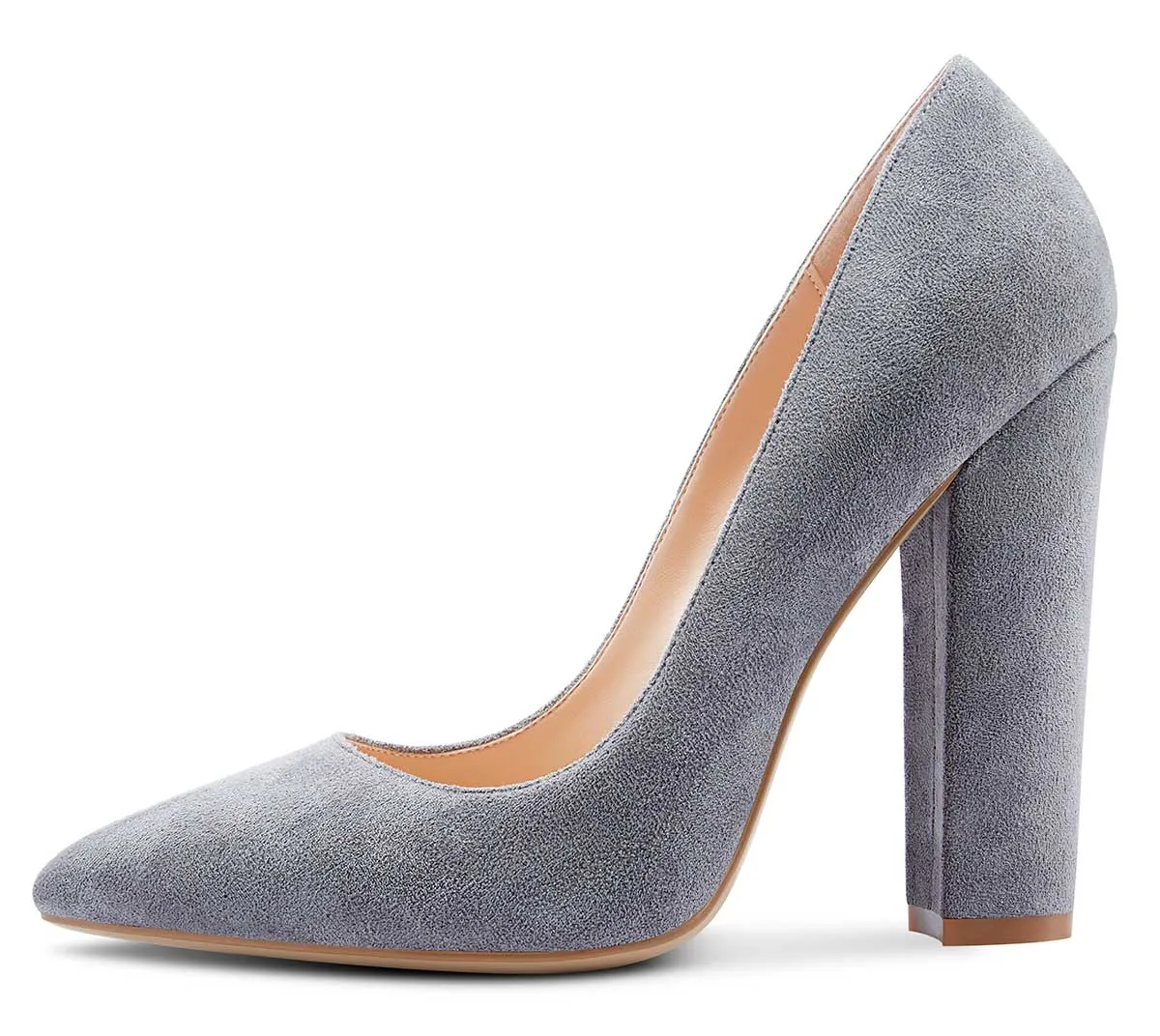 CASTAMERE Womens Sky High Block Heels Pumps Pointed Toe Slip-on 4.7 Inch Heels Suede Shoes