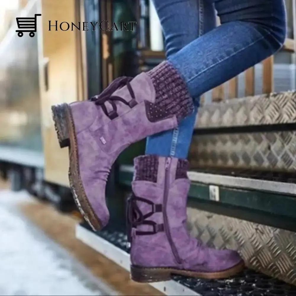 Comfortable Low Heel Mid-Calf Women's Boots