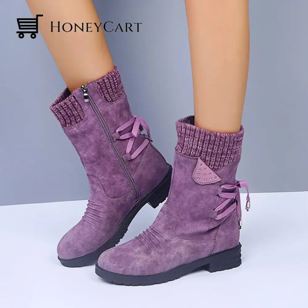 Comfortable Low Heel Mid-Calf Women's Boots