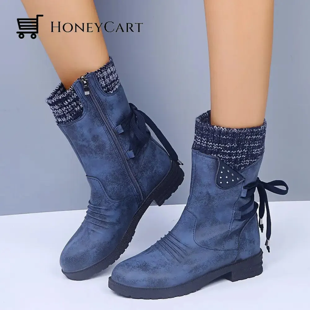 Comfortable Low Heel Mid-Calf Women's Boots