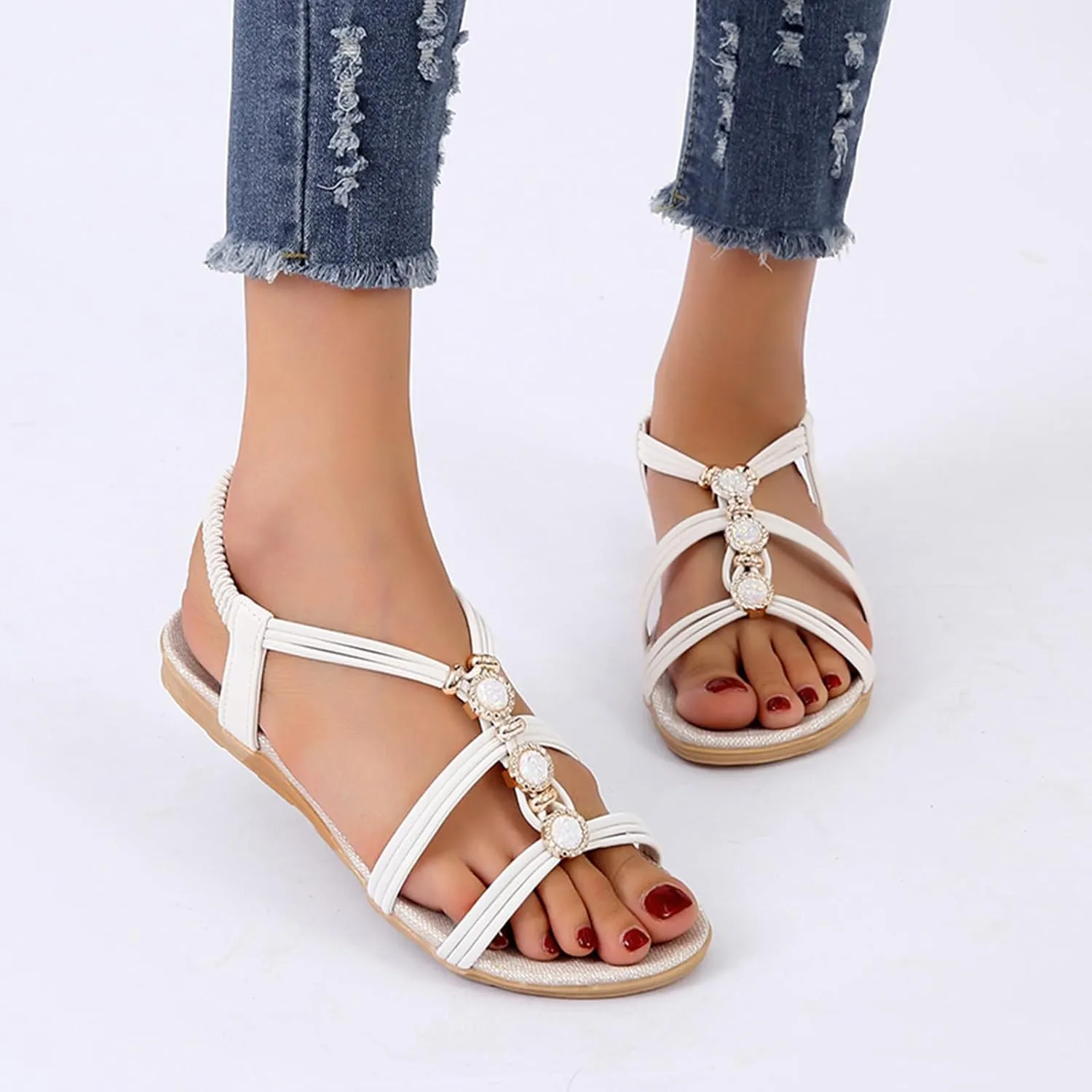 Comfortable Slip on Slide Sandals for Women Splicing Soft Sole Breathable Shoes Comfortable Walking Sandals