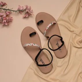 Deccan Garden Black Braided Sandal