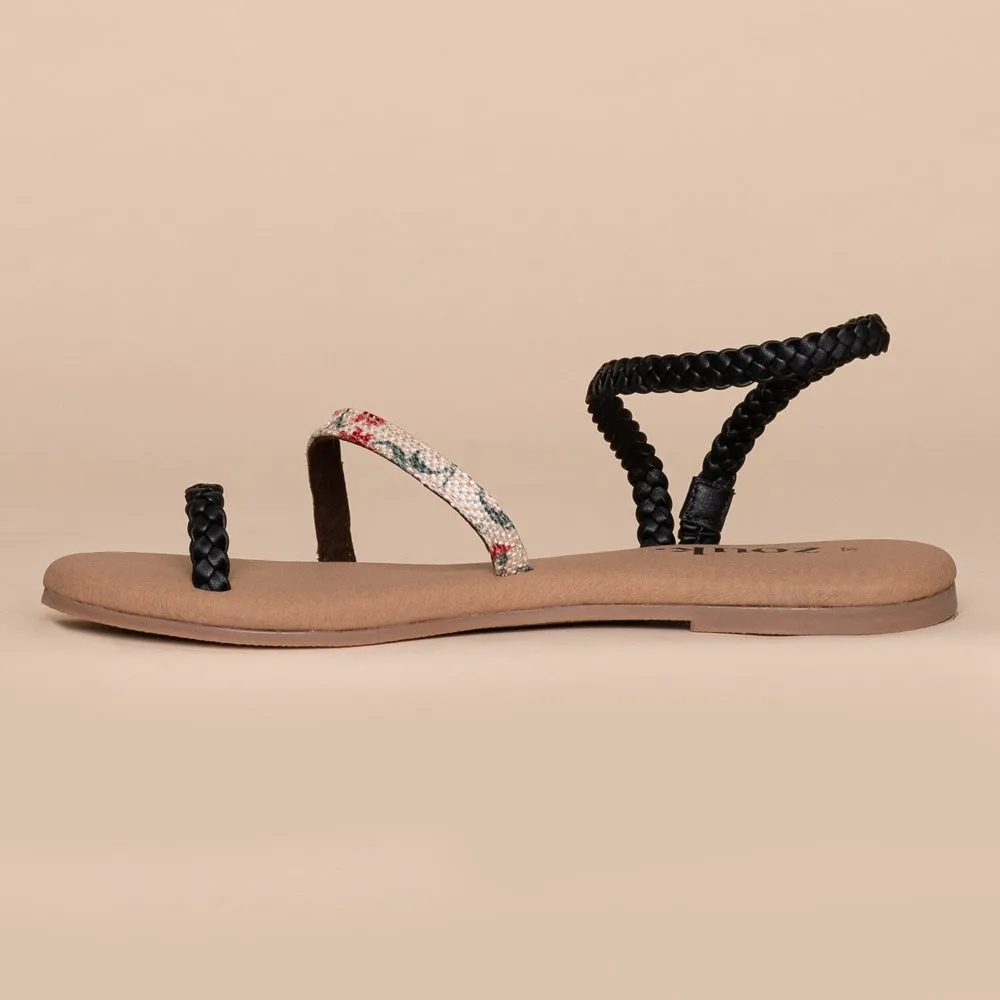 Deccan Garden Black Braided Sandal