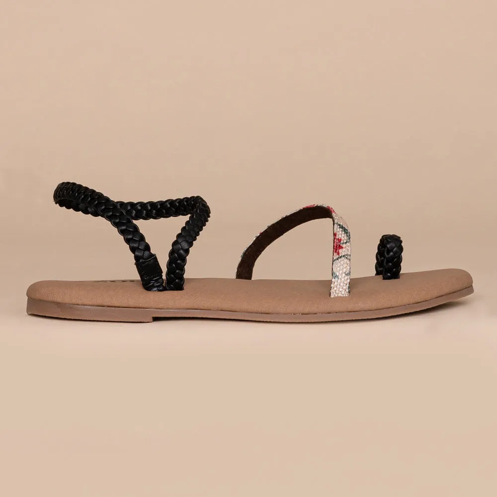 Deccan Garden Black Braided Sandal