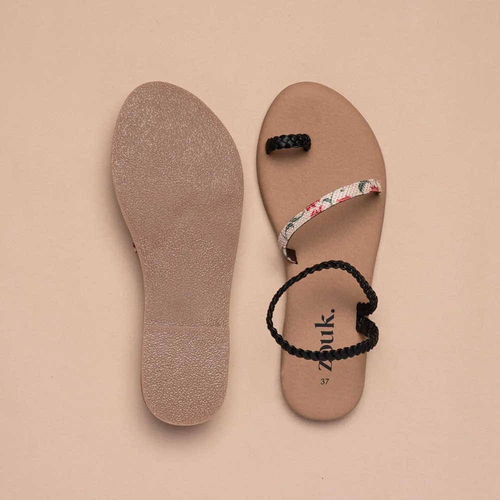 Deccan Garden Black Braided Sandal