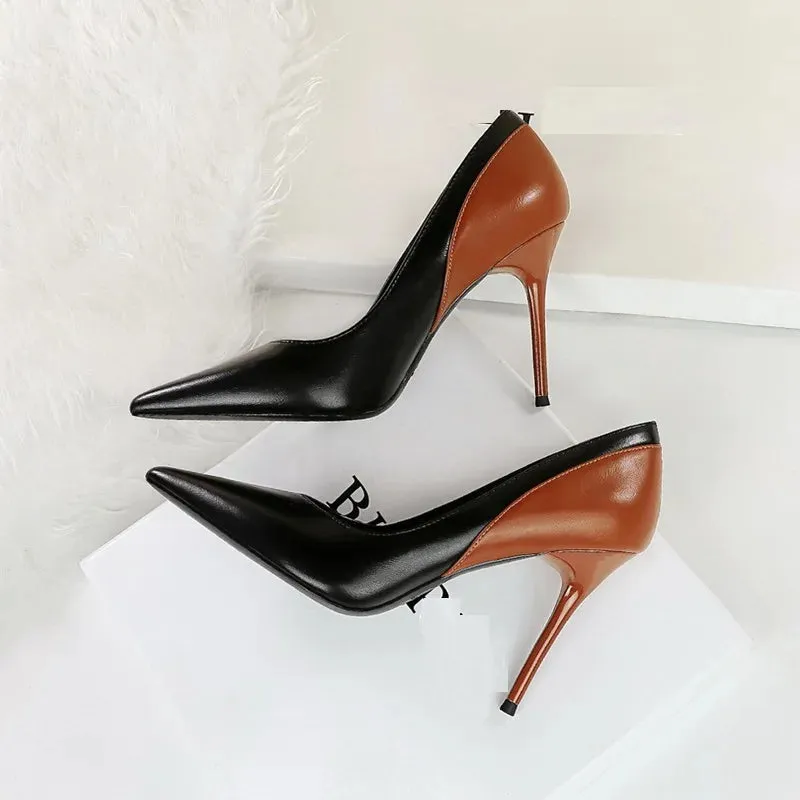 Elegant Vintage Two Tone Stiletto High Heels
