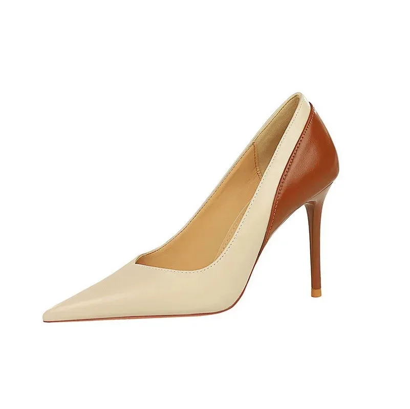 Elegant Vintage Two Tone Stiletto High Heels