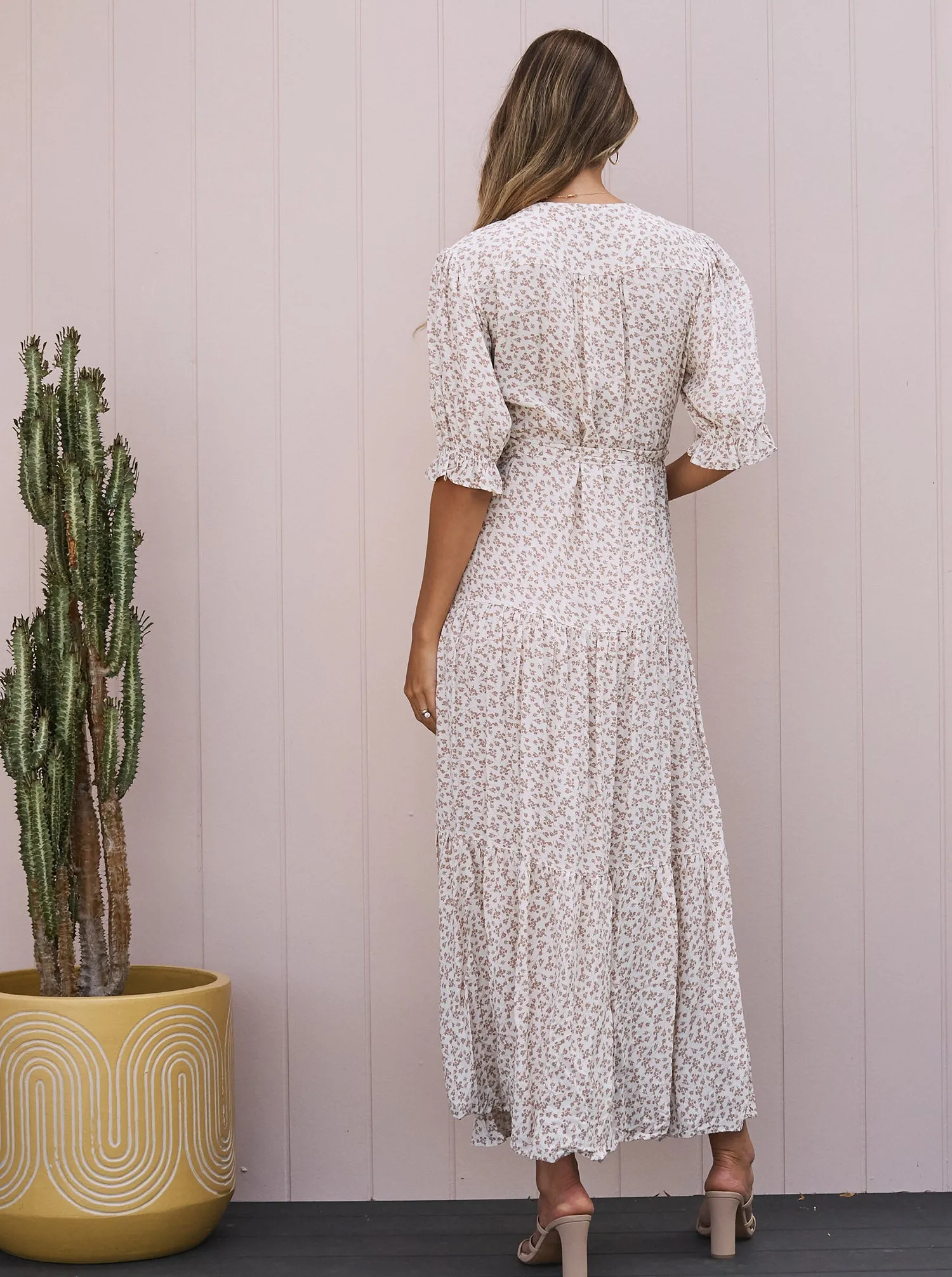 Elise Baby Shower Maternity  Dress in Nude