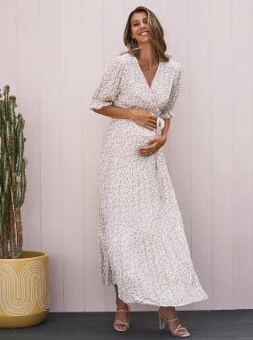 Elise Baby Shower Maternity  Dress in Nude