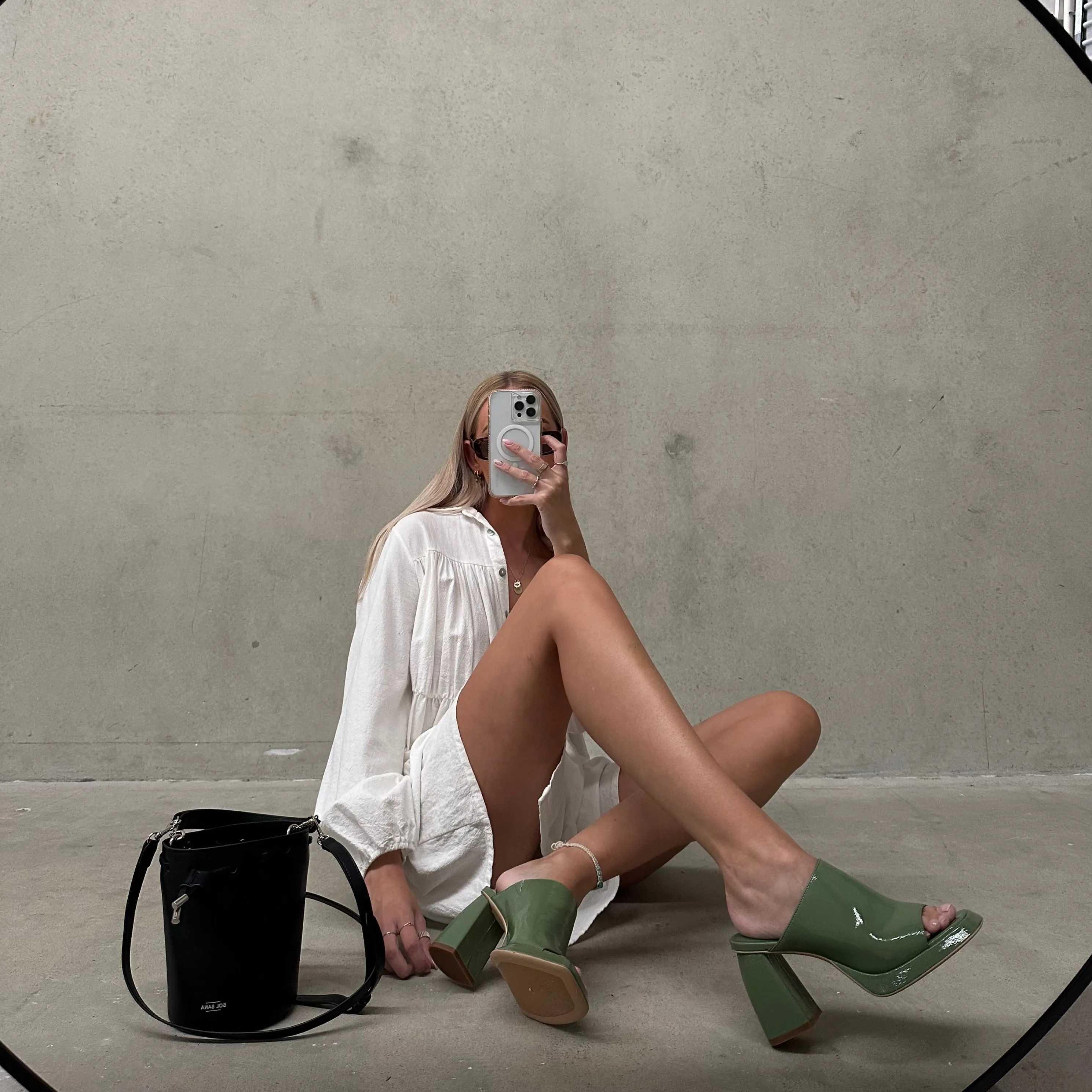 Eva Mule Patent Olive