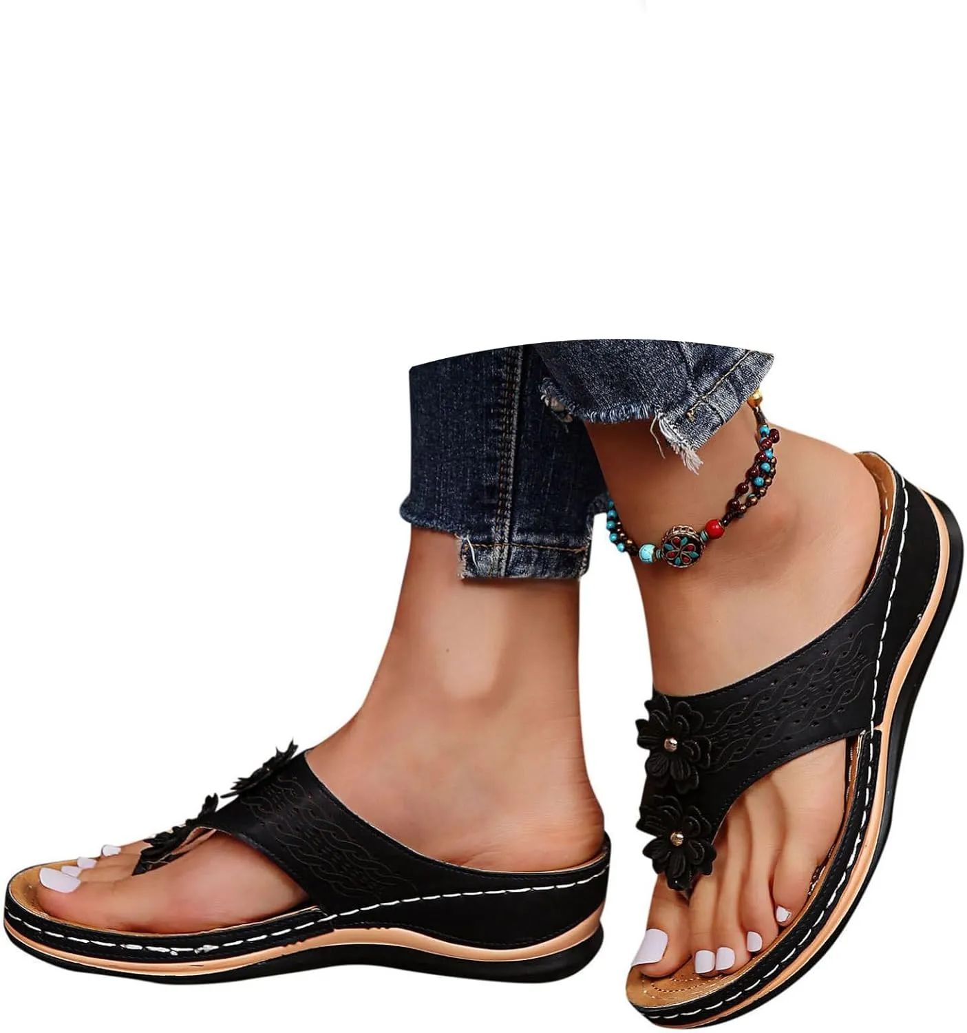 Flip Flops for Women Open Toe Arch Support T Strap Women Sandals Soft Comfortable Summer Beach Flip Flops
