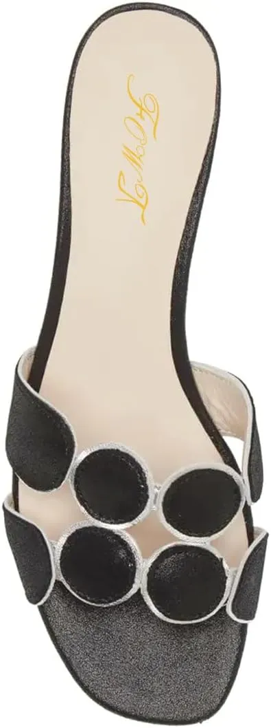 FOWT Women Open Toe Sandals Comfortable Block Low Chunky Heel Dots Slip On Mules Casual Date Dress Shoes Size 4-16 US