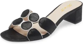 FOWT Women Open Toe Sandals Comfortable Block Low Chunky Heel Dots Slip On Mules Casual Date Dress Shoes Size 4-16 US