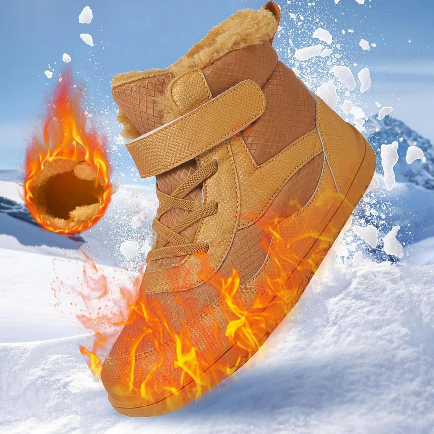 Girls Boys Winter Snow Boots - Comfortable Warm Toddler Winter Shoes Waterproof Kids Ankle Booties Outdoor Walking