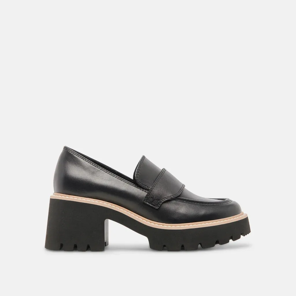 Halona Onyx Leather Loafers