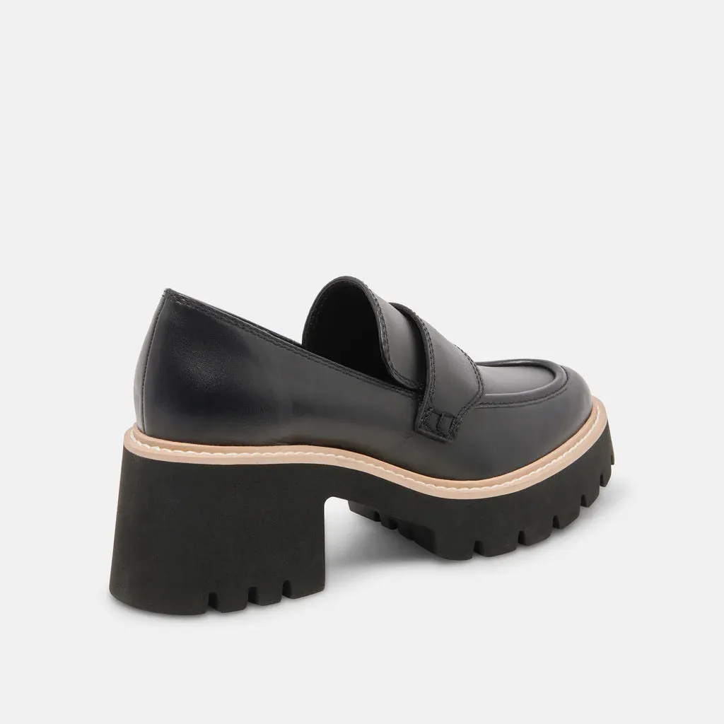 Halona Onyx Leather Loafers