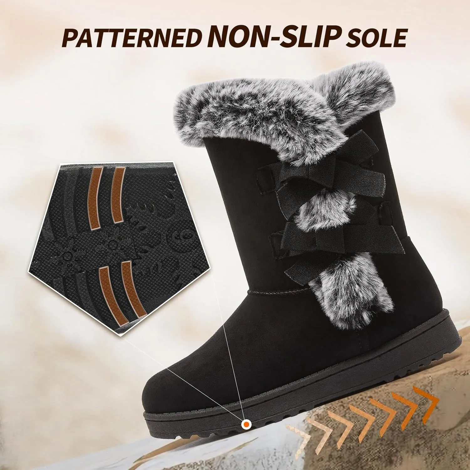 Iarus womens winter boots Mid-calf snow booties warm fur linning comfortable furry boots for womens