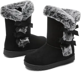 Iarus womens winter boots Mid-calf snow booties warm fur linning comfortable furry boots for womens