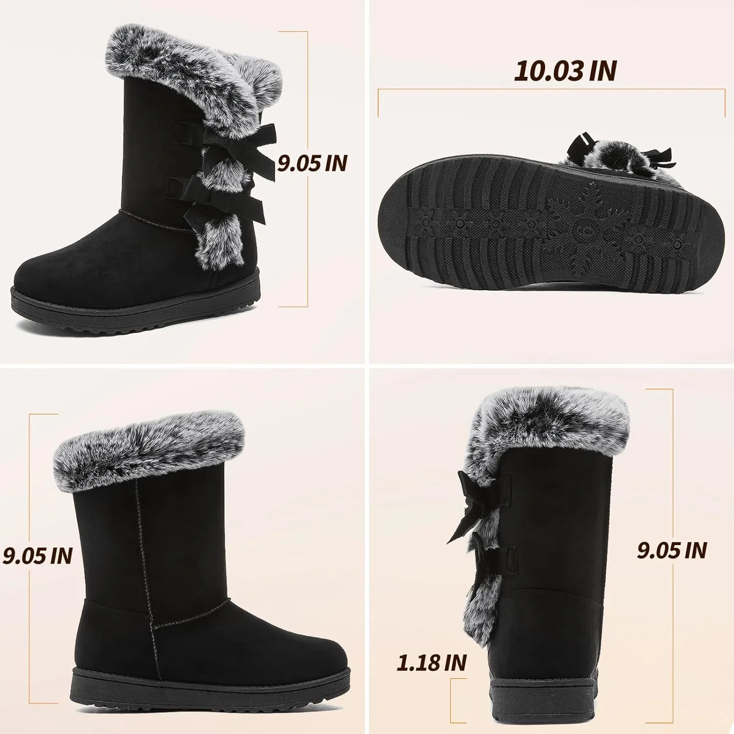 Iarus womens winter boots Mid-calf snow booties warm fur linning comfortable furry boots for womens
