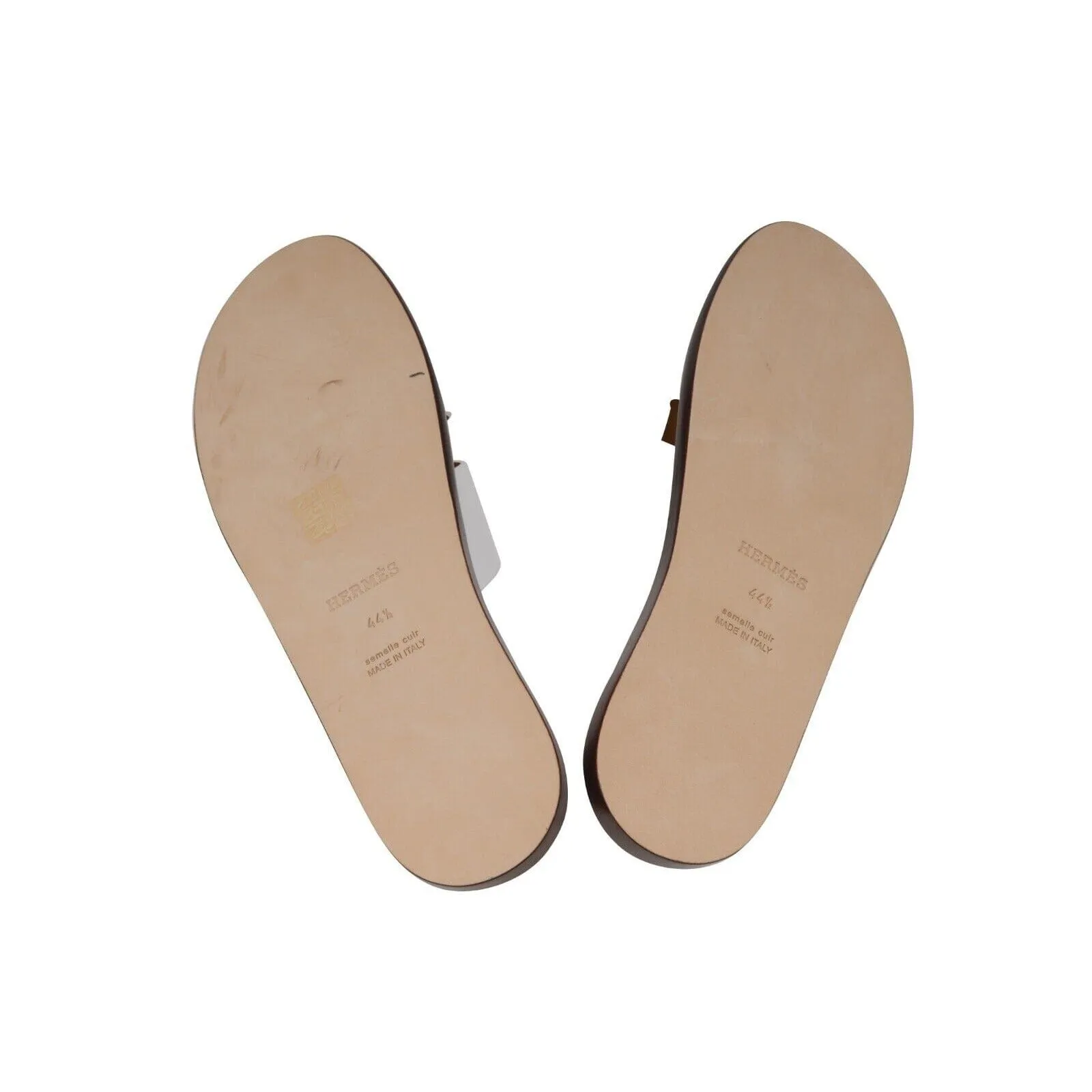 Izmir Sandals White Leather H Logo Open Slides