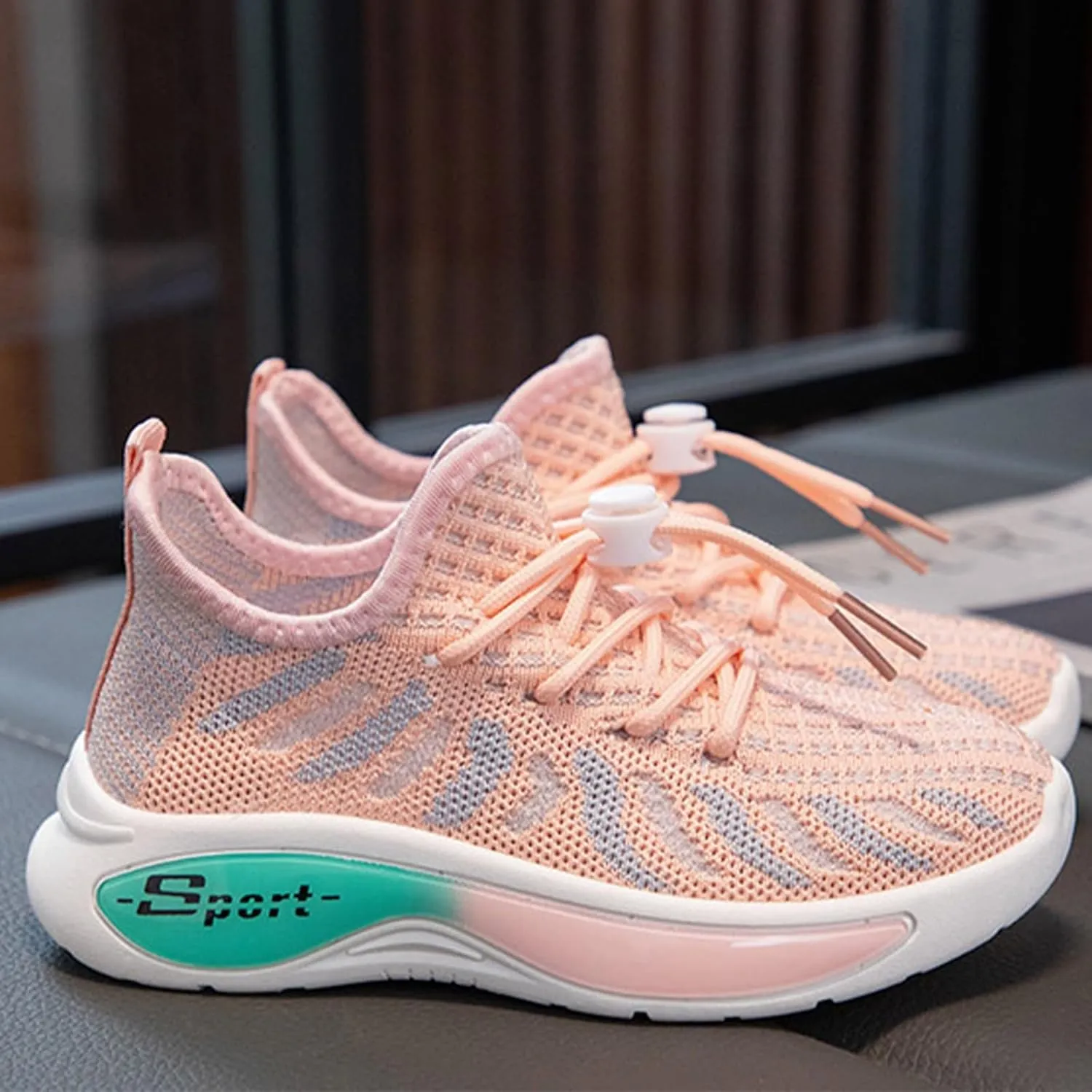 Kids Mesh Lace Sneakers Outdoor Running Athletic Non Slip Sport Shoes Youth Childrens Breathable Comfy Soft Casual Shoes