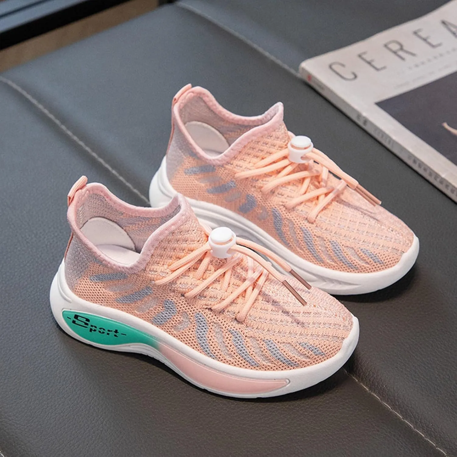 Kids Mesh Lace Sneakers Outdoor Running Athletic Non Slip Sport Shoes Youth Childrens Breathable Comfy Soft Casual Shoes