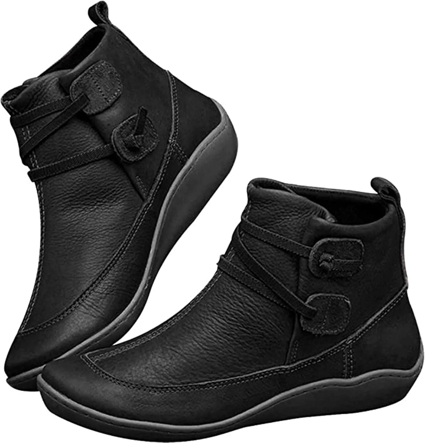 Lausiuoe Boots For Women Ankle Booties Flat Heel Western Shoes Ladies Casual Dressy Comfortable Fashion Short Booties