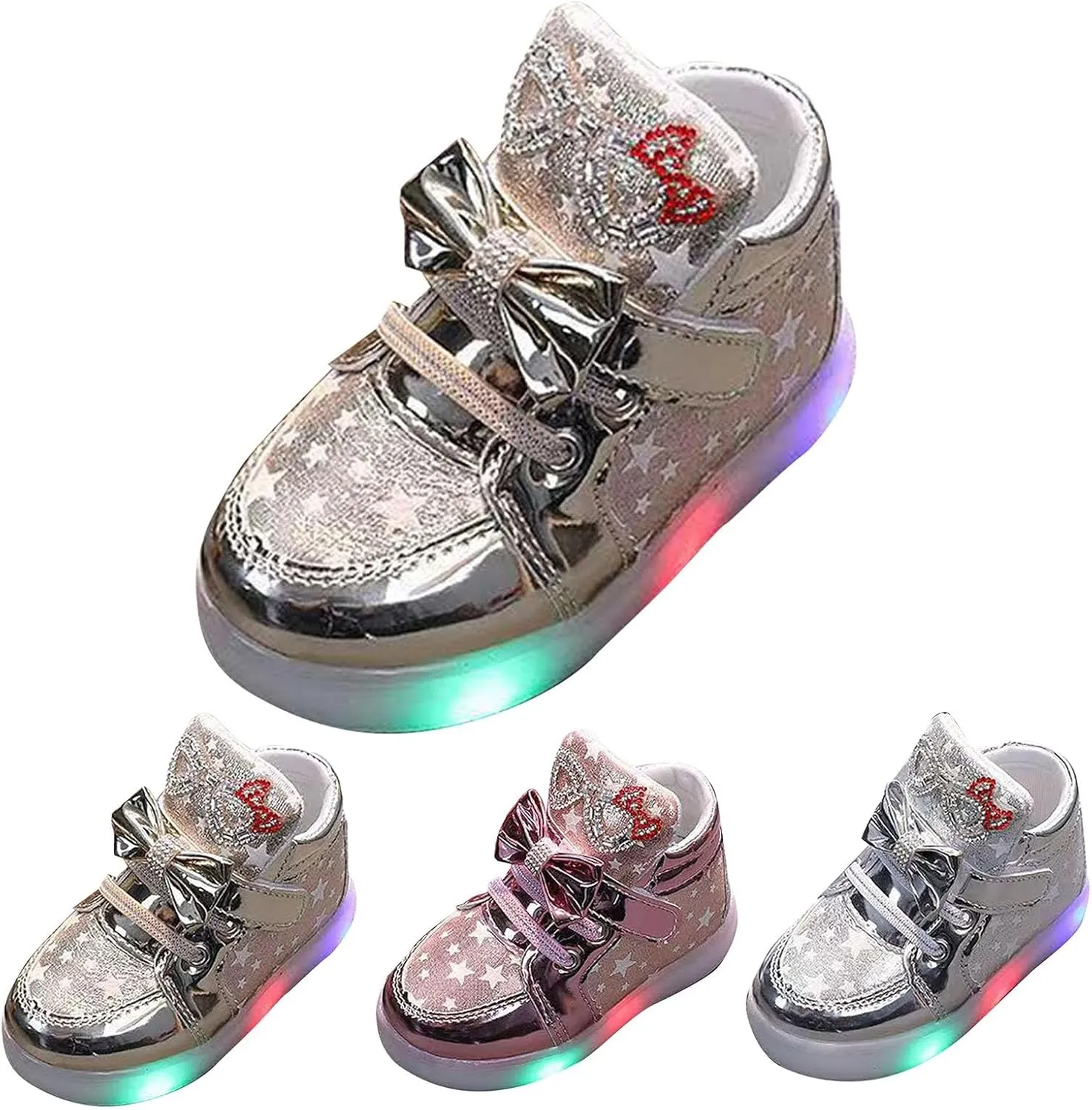 Light Up Shoes Non-Slip High Top Slip On Shoes Lac𝐞 Up Bow Walking Shoes Wide Toe Box Warm Led Snow Boots
