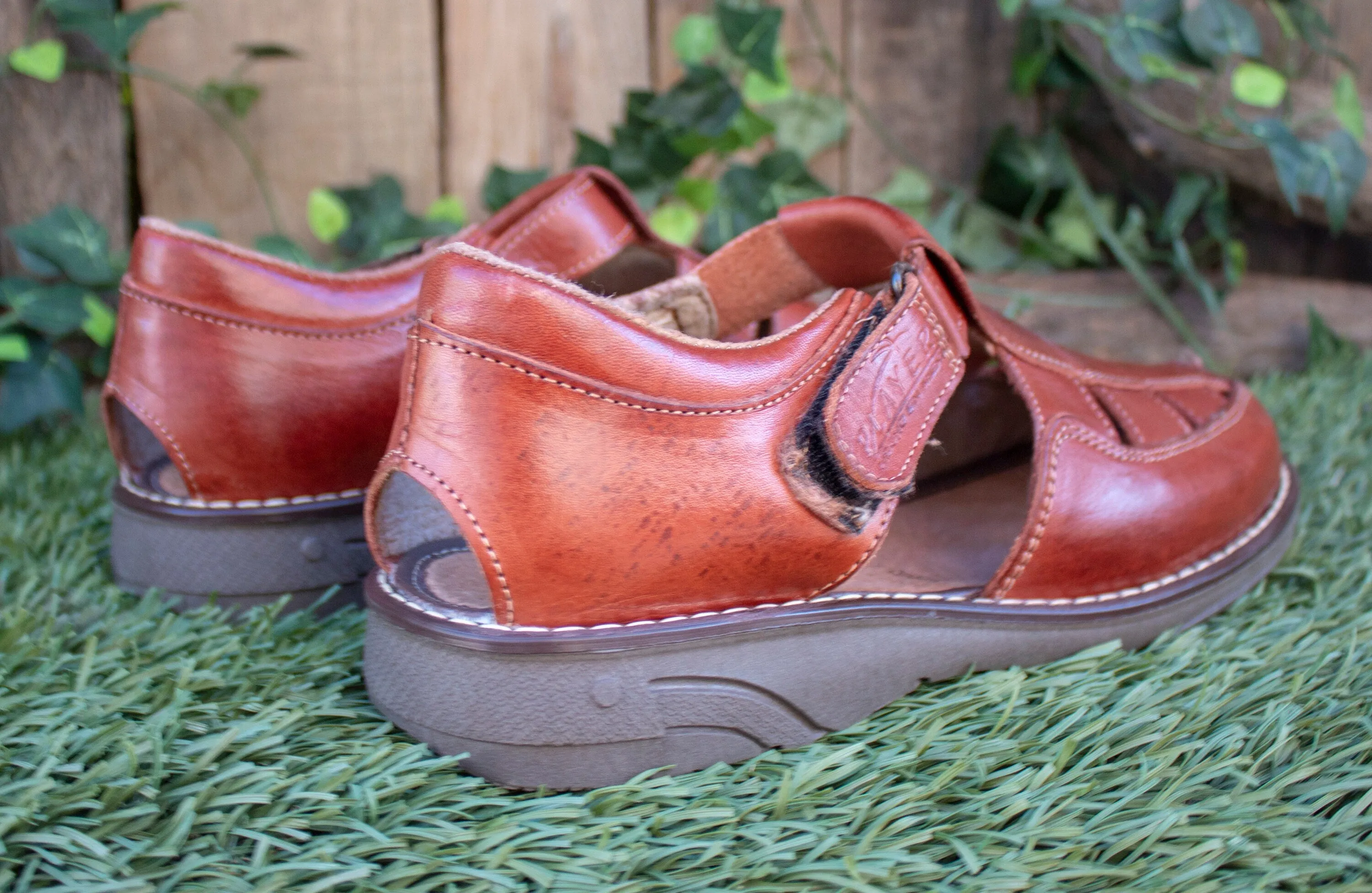 MENS LEATHER SHOE huarache mexican sandals with velcro strap