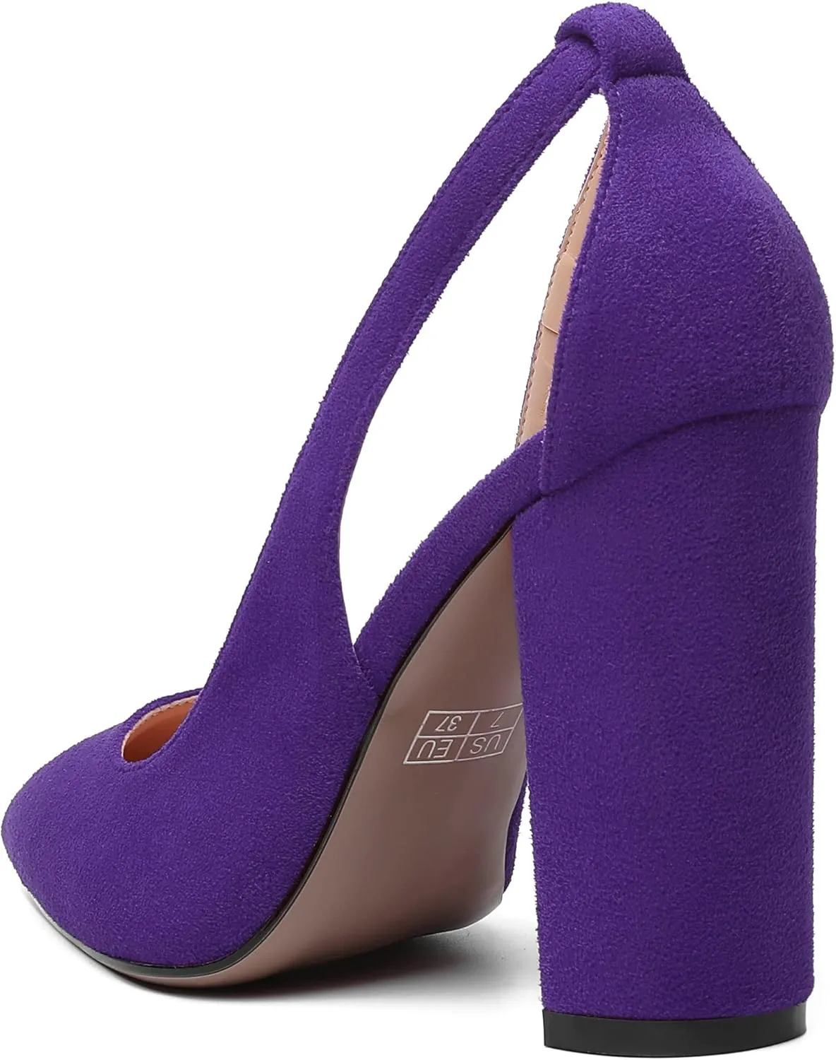MERRORI Womens Evening Pointed Toe Solid Suede Elegant Slip On Chunky High Heel Pumps Shoes 4 Inch
