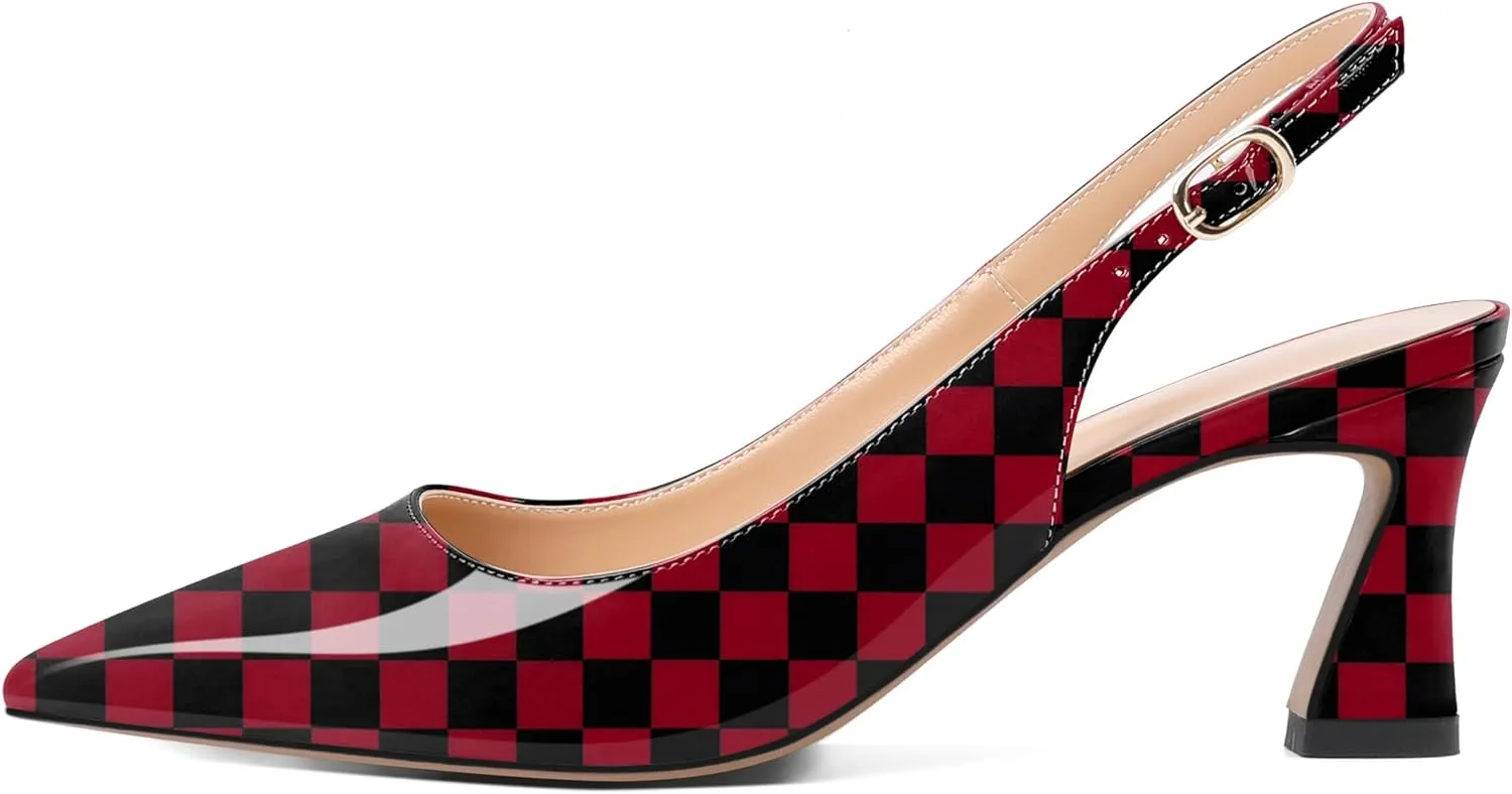 Mettesally Womens Slingback Heels Low Kitten Pumps Pointed Toe 2.5 Inch Elegant Office Dress Shoes