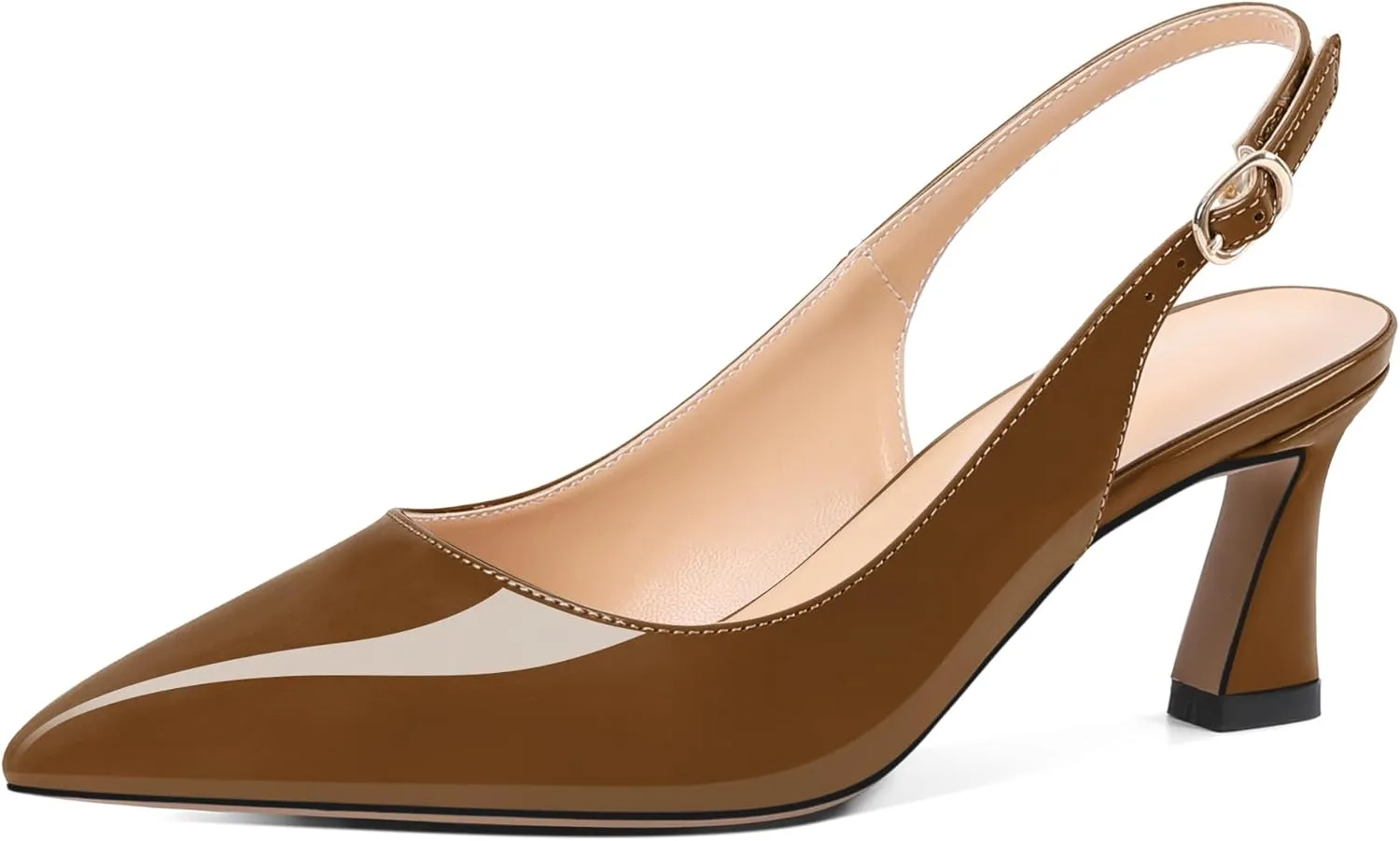 Mettesally Womens Slingback Heels Low Kitten Pumps Pointed Toe 2.5 Inch Elegant Office Dress Shoes