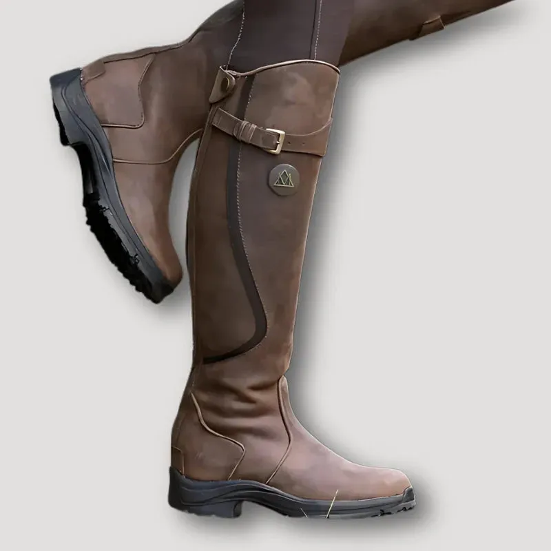 New Women Knee High Boots Fashion Comfortable Flat Bottom Riding Boots Brown Sz 7.5