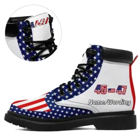 Personalized Trump 45-47 Boots, Custom Presidential Style Boots, Comfortable Boots